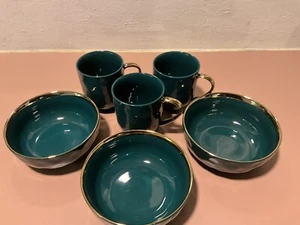 LOVECASA 6 Piece Dinnerware Porcelain/Stoneware Tableware 3 Bowls & 3 Cups - Picture 1 of 9