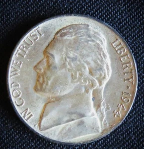 1944 P Jefferson Nickel WAR NICKEL - VERY HIGH GRADE! (250) - Imagen 1 de 2