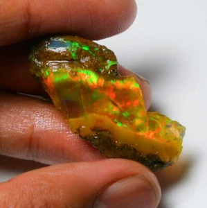 Multi Fire Opal Rough 23.95 Carat Natural Ethiopian Opal Raw Welo Opal Gemstone - Picture 1 of 10