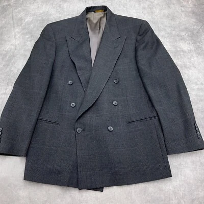 Blazer Lord & Taylor Metro Hombre 42 Gris Negro Glen Cuadros Doble Pecho Clásico Foto 1 de 4