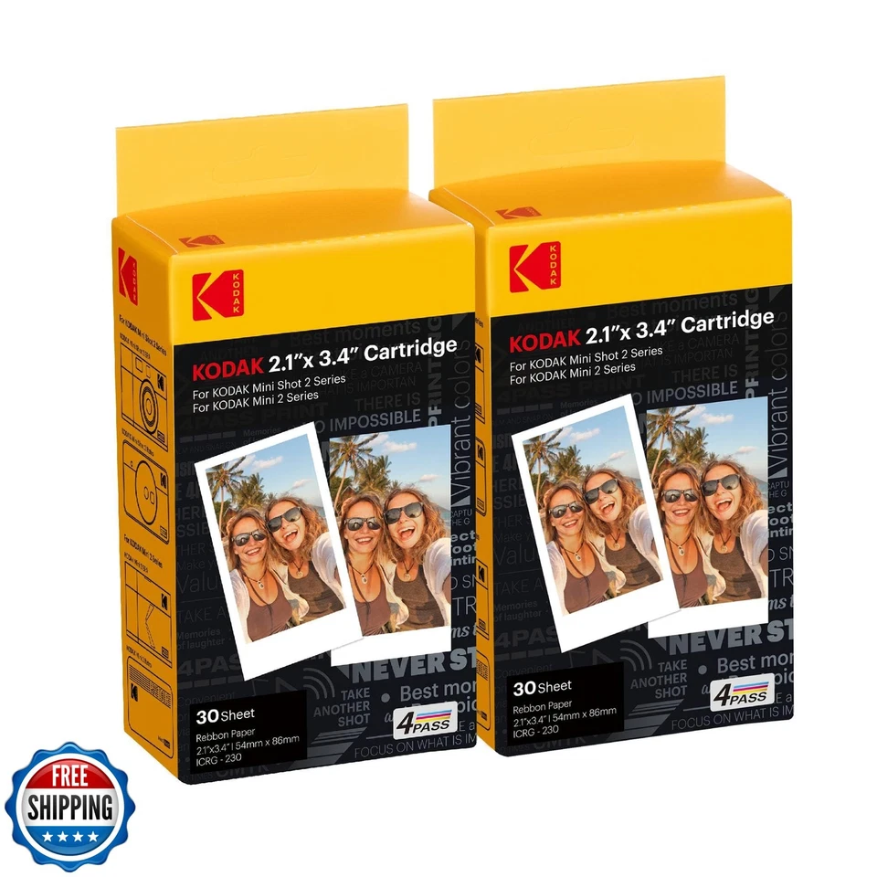 KODAK 4PASS Film Cartridge 2.1" x 3.4" (60 Sheets) for Kodak Mini 2 Retro and - Image 1 of 1
