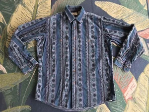 VTG 90s LL Bean Aztec Southwestern Western Flannel Button Up Shirt M USA - Picture 1 of 8