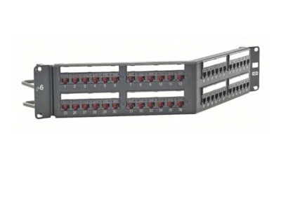 HUBBELL ( HP684A ) CAT6 48 Port Angled Patch Panel Black - Image 1 of 3