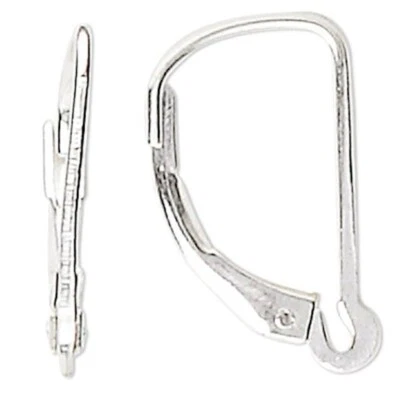 Ear Wire, Sterling Silver 15mm Leverback Earwire Earrings with Split Loop 1 Pair - Image 1 of 2
