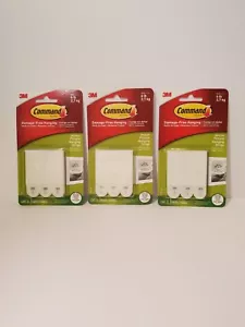 3M Command Medium Picture Hanging Strips White 3 pairs/pk Lot of 3 - Picture 1 of 4
