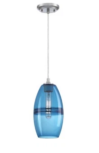 Westinghouse Soren One-Light Indoor Mini Pendant Brushed Nickel Sapphire Glass - Picture 1 of 7