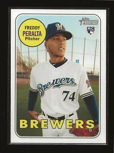 2018 Topps Heritage High Number Freddy Peralta Milwaukee Brewers RC (#541) - Imagen 1 de 2