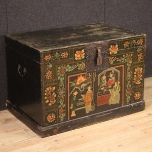 Chest Chinese furniture oriental painted lacquered wood China 20th century - Picture 1 of 12