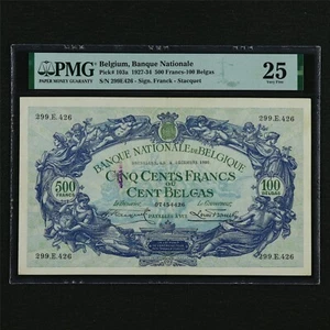 1927-34 Belgium Banque National 500 Francs-100 Belgas Pick#103a PMG 25 VF - Picture 1 of 4