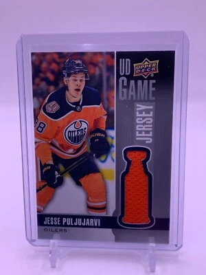 2019-20 UPPER DECK SERIES 1 HOCKEY UD GAME JERSEY Jesse PULJUJARVI GJ-JE OILERS - Image 1 of 2