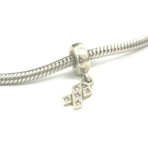 Authentic Pandora Sterling Silver Pink CZ Breast Cancer Charm#790314CZ[091WEJ] - Picture 1 of 4