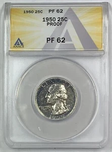 1950 Proof Washington Quarter ANACS PR 62 Looks Better (B) - Picture 1 of 2