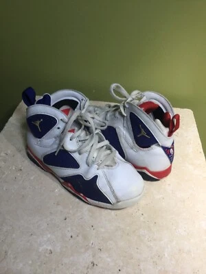 Nike Air Jordan VII 7 Retro Olympic Red White Blue Size 2.5y Youth (304773-133) - Image 1 of 4