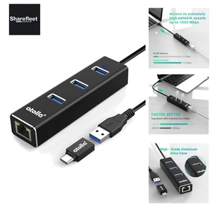 Adaptateur LAN USB, Hub USB en Aluminium avec 3 Ports USB 3.0 et RJ45 Gigabit Ethe... - Photo 1/7