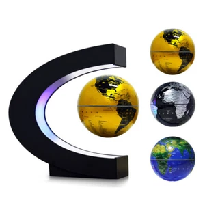 C Shape LED World Map Decoration Magnetic Levitation Floating Globe Light AU - Picture 1 of 14