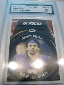 DANTE PETTIS 49ERS 2018 SAGE HIT PREMIER DRAFT IN FOCUS ROOKIE RC # 47 GRADED 10 - Picture 1 of 2