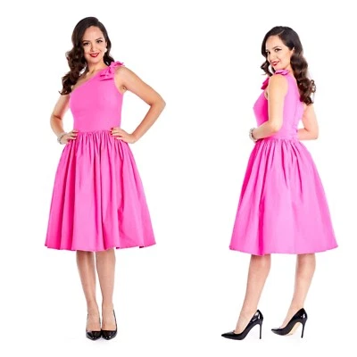 Vestido Bettie Page Pinup Belinda en Rosa Caliente Barie Astético Talla Pequeña Foto 1 de 4