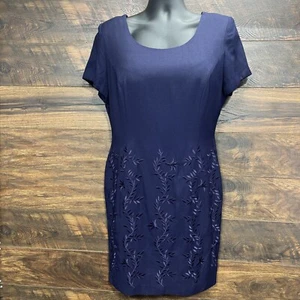 Plaza South Damen Etuikleid Blau Lagenlook U-Ausschnitt Kurzarm Netz Reißverschluss 14 - Bild 1 von 12