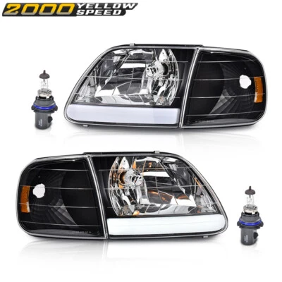 Fit for F-150 Expedition 97-04 Black/Clear LED DRL Headlights & Corner Lights  - Изображение 1 из 4