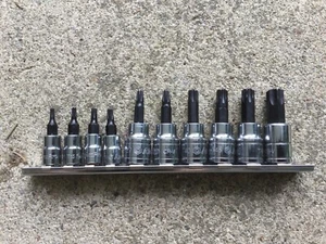 AmPro 10-pc 1/4” & 3/8” Drive CR-V Torx / Star Bit Socket Set T10-T55 - Picture 1 of 3