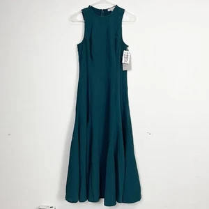Chelsea28 Midi Dress Womens Size Small Green Pockets ALine Flare Sleeveless NWT - Picture 1 of 12