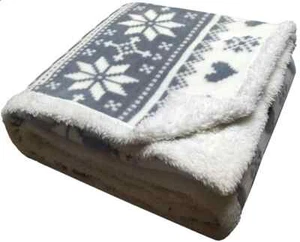 Nordic Festive Thick Soft Warm Cotton Fleece Sofa Bed Blanket Throw Reversible - Picture 1 of 17