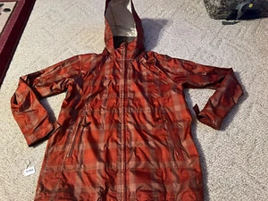 Foursquare Outerwear Jacket Micro Shield M Medium Hood Multi Pocket Plaid Orange - Picture 1 of 6