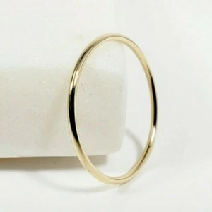 14k Solid Gold Stackable Ring, High Polished Gold Rings, Yellow White Rose Rings - Picture 1 of 9