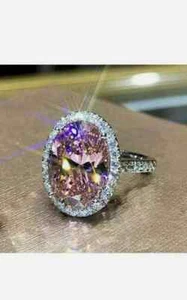 6.00 Ct Oval Natural Morganite Diamond Ring 14K Solid White Gold Size 7 - Picture 1 of 9