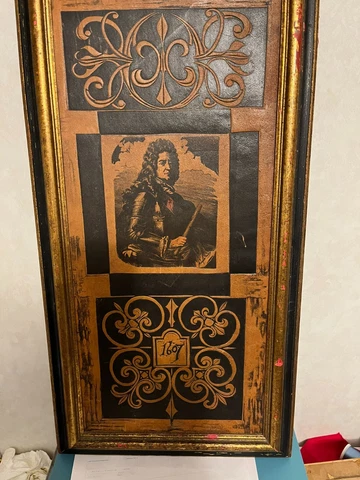 Renaissance style hand tooled leather panel picture Cover