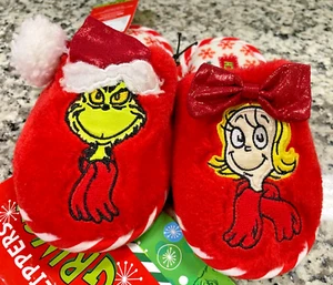 GRINCH and CINDY LOU WHO SLIPPERS Christmas Slippers Girl Size 7-8 NEW - Picture 1 of 12