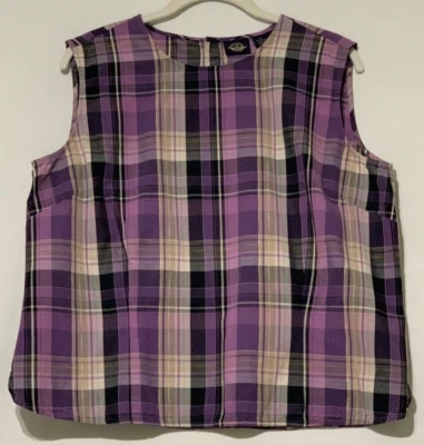 Regata Dockers Feminina Roxa Xadrez Tamanho G Sem Mangas Carreira Casual - Imagem 1 de 4