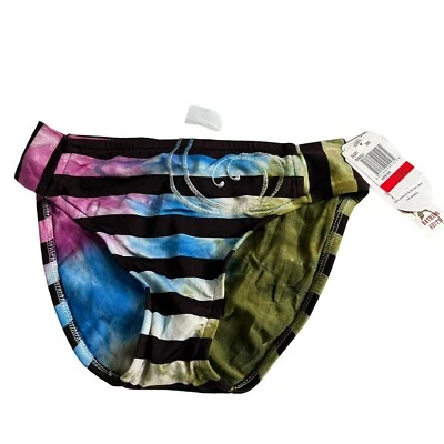 Lucky Brand bikini bottoms XS green blue pink striped tie dye swimsuit swim - Image 1 of 3
