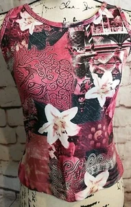 Vintage Athletic Works Smal All Over Print Double Sided Graphic Tank Top Crop - Picture 1 of 7