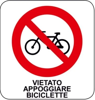 GLOBAL PUBBLITÀ CARTELLO SEGNALETICO QUADRATO - VIETATO APPOGGIARE BICICLETTE - segnale divieto