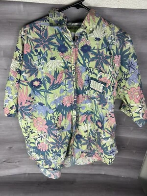 Vtg Bad Guys Hawaiian Shirt Mens Small Forest Floral Trip Hippie 80s - Image 1 of 4