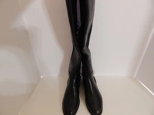 Neu mit Etikett Liz Claiborne hohe schwarz glänzende Reitstiefel, Größe 6 Weite Wade/Weite - Bild 1 von 17