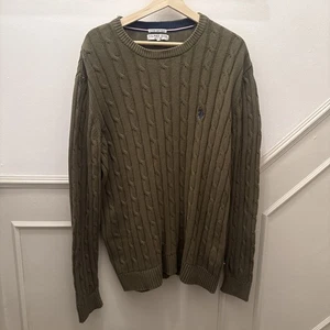 U.S. Polo Assn. Cable Knit Jumper Men’s XL Khaki Logo Sweater 100% cotton   - Picture 1 of 7