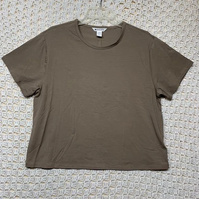 Athleta Tee Crop T-Shirt Women Sz L Beige Brown  Pima Cotton Blend Short Sleeve - Image 1 of 4