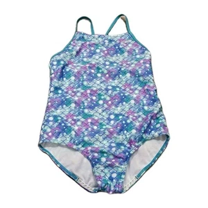 Speedo Girl Racerback Pink Purple Mermaid One Piece Swim Suit Swimsuit XL 14-16 - Picture 1 of 5