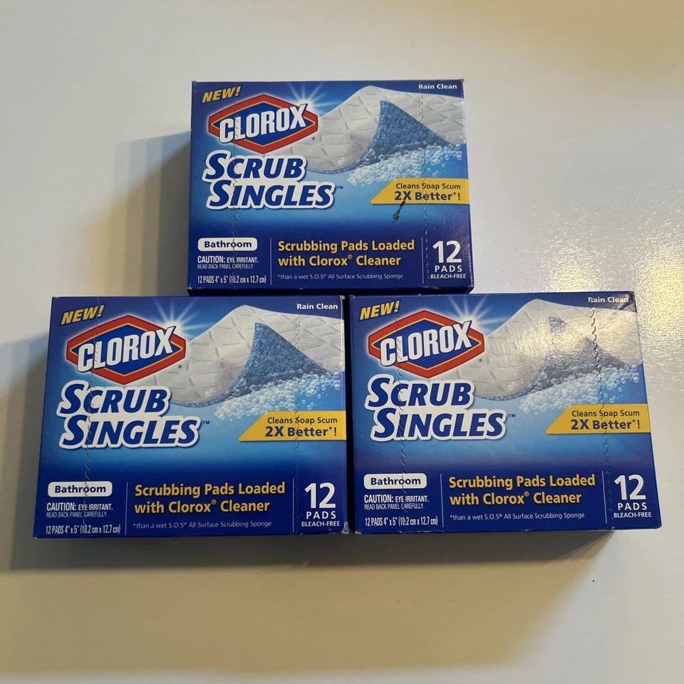Clorox Scrub Singles Cleans Soap Scum for Bathroom - Rain Clean Scent (12 Pads)
