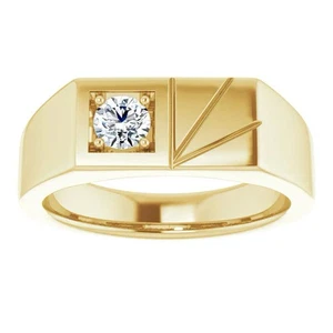 Men Engagement Band 0.20 Ct IGI GIA Diamond Lab Grown 14K Yellow Gold Size 11 12 - Picture 1 of 7