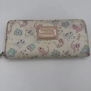 Loungefly Pokemon Pastel Pink Starters Pikachu Squirtle Bulbasaur Charmander Zip - Picture 1 of 10