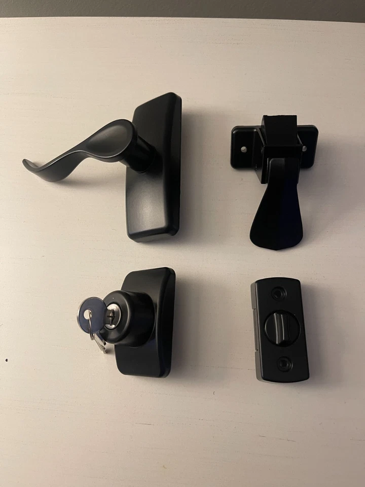 Black GL Door Lever Set with Keyed Deadbolt Lock for Storm and Screen Doors, - Image 1 of 1