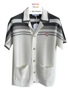 Maysaint Cardigan Hand Knitted Sweater Shirt Short Sleeve Tee Top Men Women - Picture 1 of 5