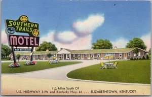 c1950s Elizabethtown, Kentucky Postkarte SOUTHERN TRAIL MOTEL Tichnor Chrome - Bild 1 von 2