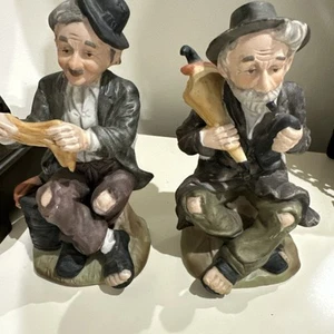 Raro zaino kitsch vintage anni 70 coppia vecchie figurine Hobo Bum Bindlestiff 5,5" - Foto 1 di 11