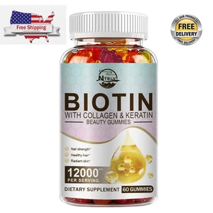 60 Vitamatic Biotin Gummies 10,000mcg for Hair Skin & Nails Vegan 1 Bottle Gummy - Picture 1 of 9