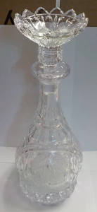 Vintage Bleikristall schwer getäfelt Karaffe mit Blumenstopfen Beeren Muster - Bild 1 von 10