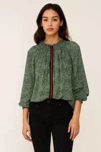 RUNGOLEE Brooklyn gesmokte Seidenbluse mit vollen Ärmeln Top Nov Sale - Bild 1 von 4